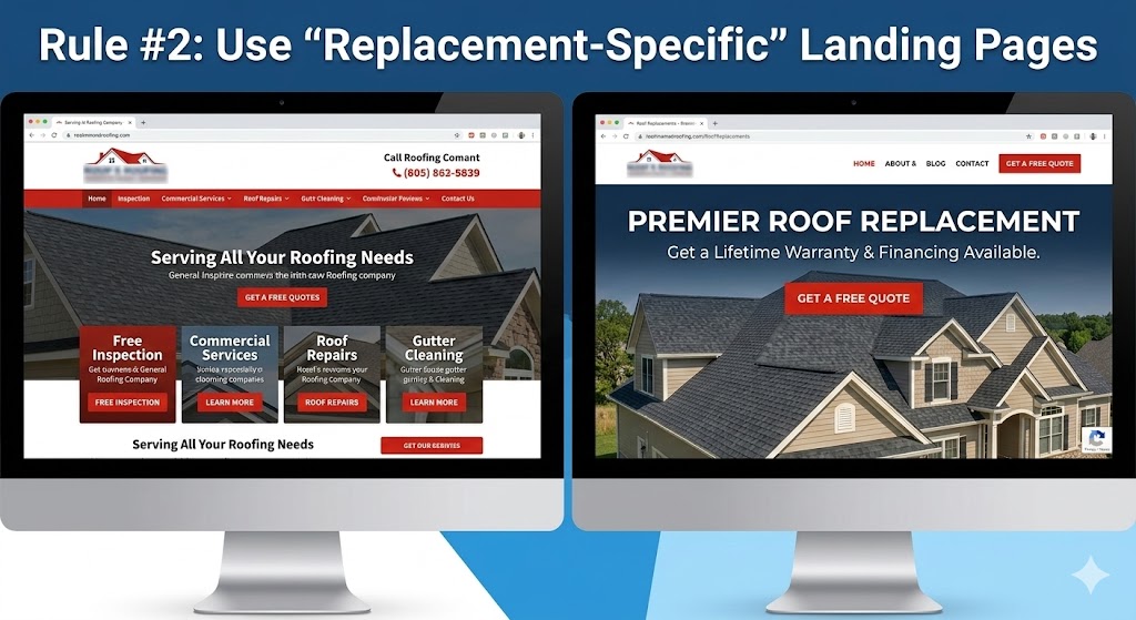 Homepage vs. Replacement Landing Page Comparison